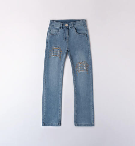 Girl jeans with patches STONE BLEACH-7350