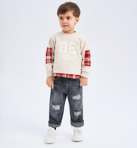 Boy's ripped jeans GRIGIO SCURO-7993