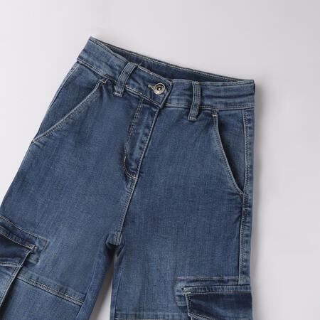 Girl side pocket jeans STONE WASHED CHIARO-7400