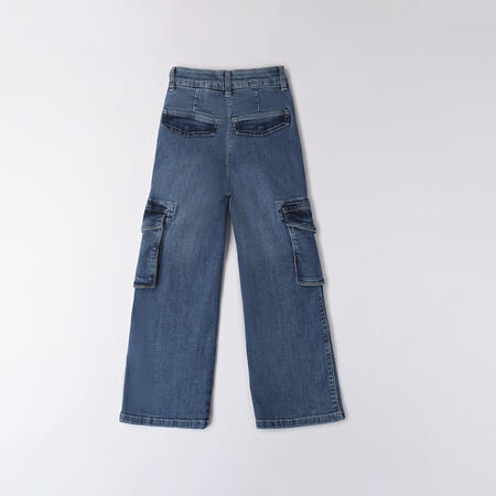 Girl side pocket jeans STONE WASHED CHIARO-7400