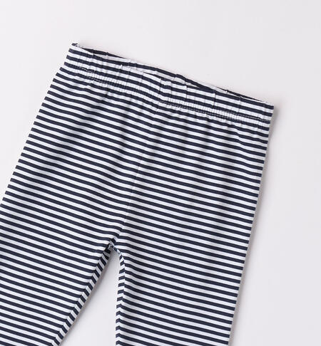Girls' striped leggings BIANCO-NAVY-6AGN