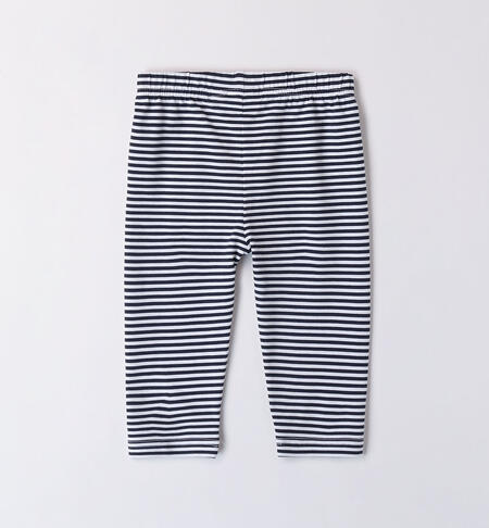 Girls' striped leggings BIANCO-NAVY-6AGN