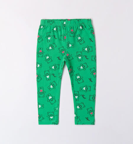 Leggings little girl with bears GREEN