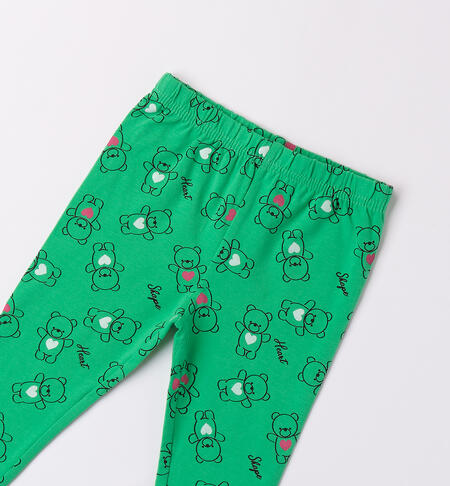 Leggings little girl with bears VERDE-FUCSIA-6BBR