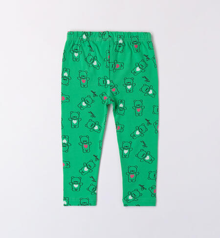 Leggings little girl with bears VERDE-FUCSIA-6BBR