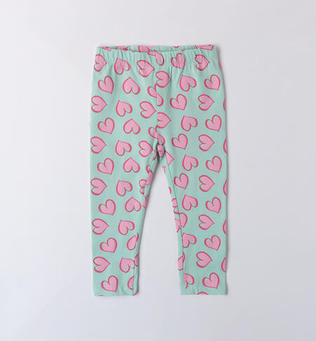 Long leggings with hearts for girls GREEN