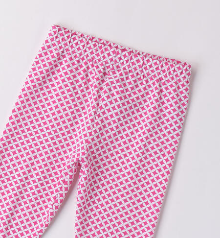 Girls' geometric print leggings  BIANCO-FUCSIA-6AGL