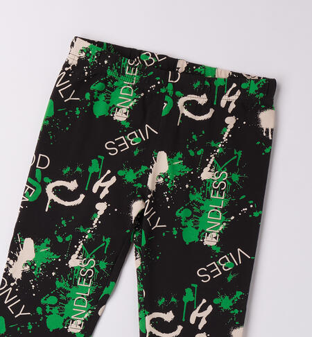 Leggings ragazza stampa allover NERO-VERDE-6BBQ