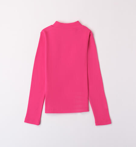 Ribbed turtleneck sweater for girl FUXIA-2438