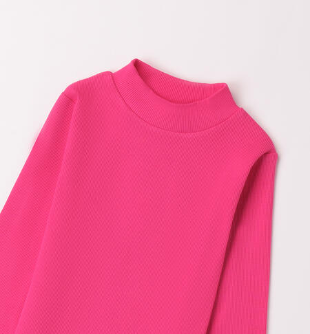 Ribbed turtleneck sweater for girl FUXIA-2438