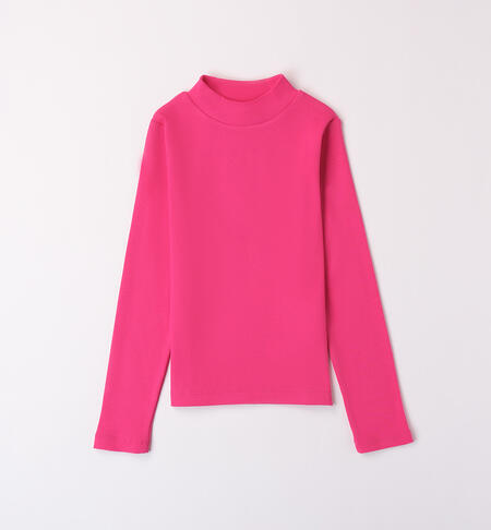 Ribbed turtleneck sweater for girl FUXIA-2438