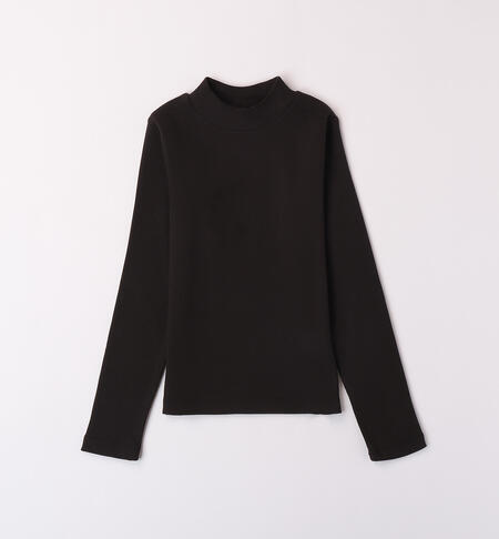 Ribbed turtleneck sweater for girl BLACK