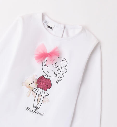 Girls' long-sleeved T-shirt  BIANCO-0113