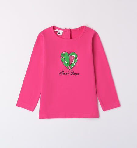 Girl's 100% cotton T-shirt FUXIA-2438