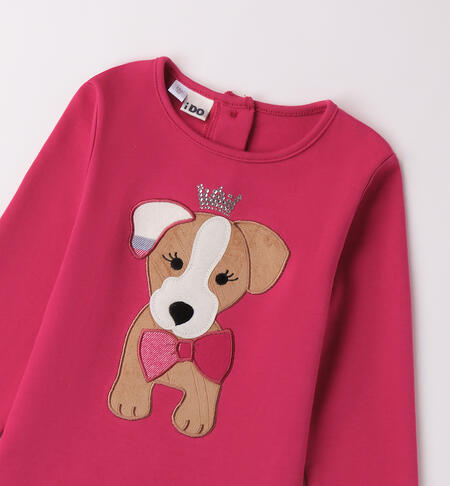 Girl t-shirt with dog MAGENTA-2681