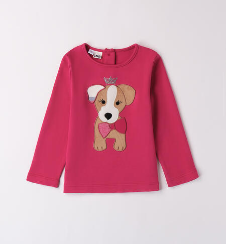 Girl t-shirt with dog MAGENTA-2681