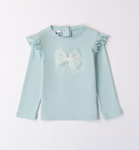 Girl's T-shirt with bow DARK MINT-4143