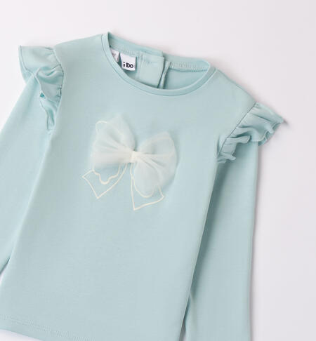 Girl's T-shirt with bow DARK MINT-4143