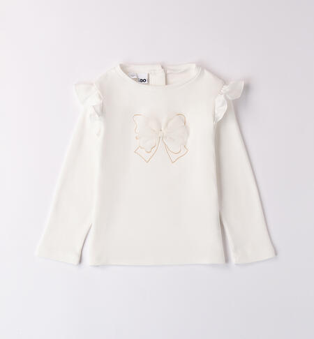 Girl's T-shirt with bow CREAM