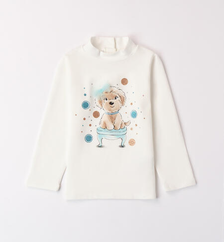 Girl's turtleneck T-shirt CREAM