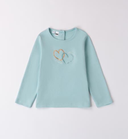 Girl's t-shirt with hearts DARK MINT-4143