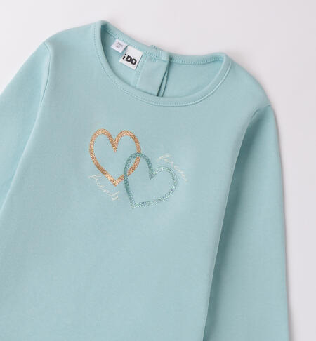 Girl's t-shirt with hearts DARK MINT-4143