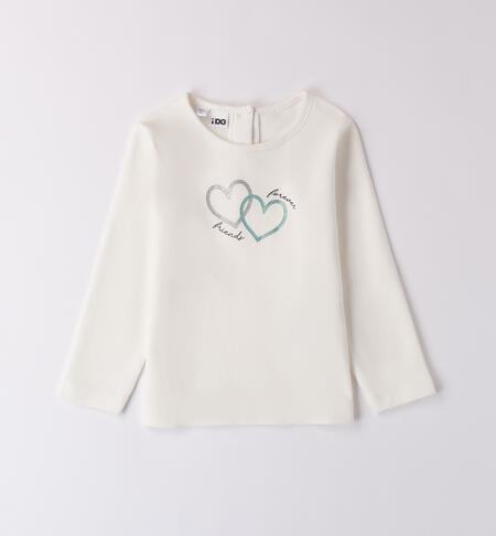 Girl's t-shirt with hearts CREAM