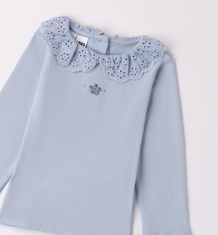 Broderie anglaise t-shirt for girls AZZURRO-3811