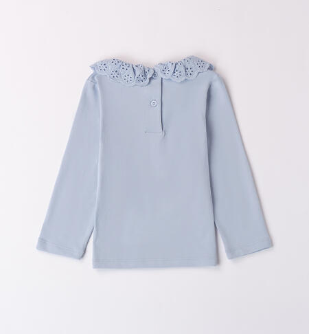 Broderie anglaise t-shirt for girls AZZURRO-3811