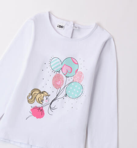 Balloon t-shirt for girls BIANCO-0113