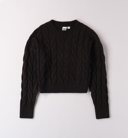 Girl's cable knit sweater BLACK