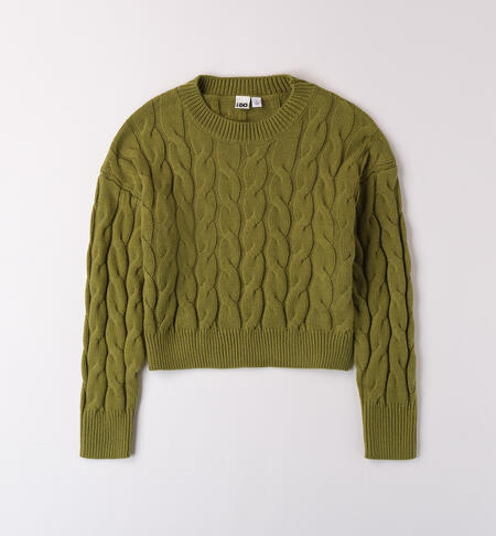 Maglione a trecce ragazza VERDE-5442