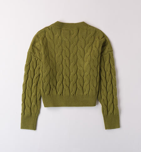 Girl's cable knit sweater VERDE-5442