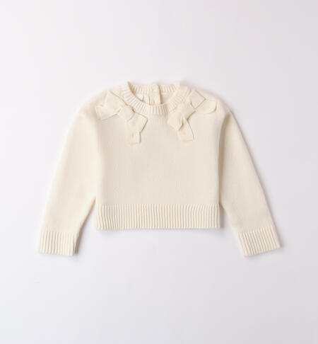 Girl sweater with bows CREAM