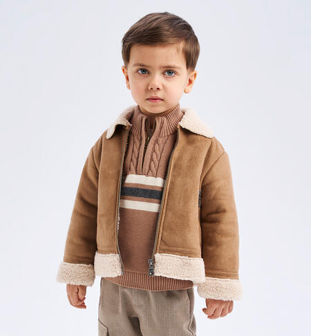 Baby boy zippered sweater BEIGE