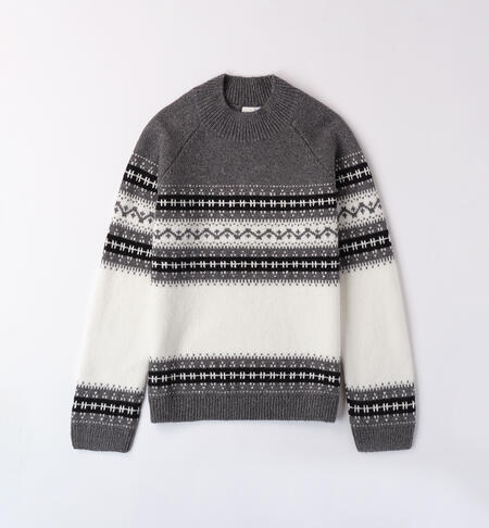 Boy's sweater with stripes GRIGIO MELANGE SCURO-8994