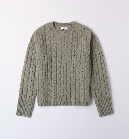 Perforated girl sweater GREEN