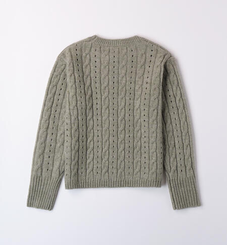 Perforated girl sweater GREEN-4837