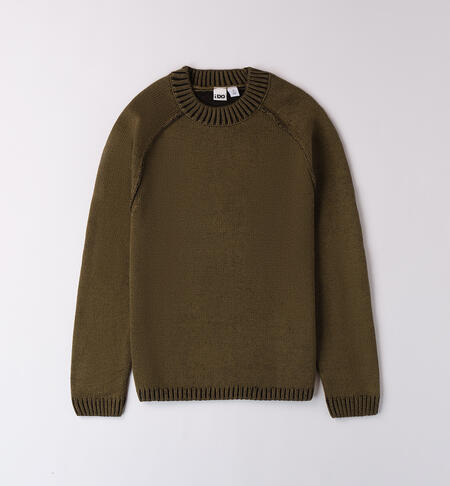 Boy's crew neck sweater VERDE MILITARE -5563