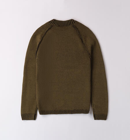 Boy's crew neck sweater VERDE MILITARE -5563