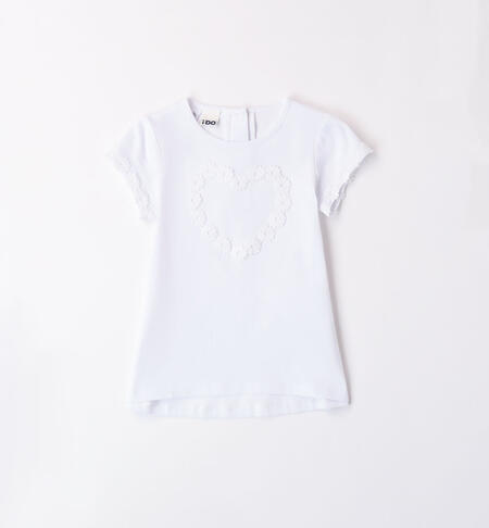 Maxi t-shirt per bambina con cuore  BIANCO-0113