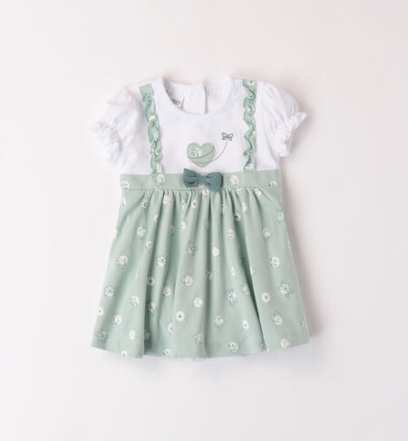 Baby girls' patterned romper VERDE-BIANCO-6083