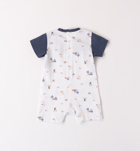 Fake dungaree-style romper for baby boys BIANCO-BEIGE-6053