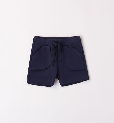 Boys' shorts in cotton jersey fleece NAVY-3854
