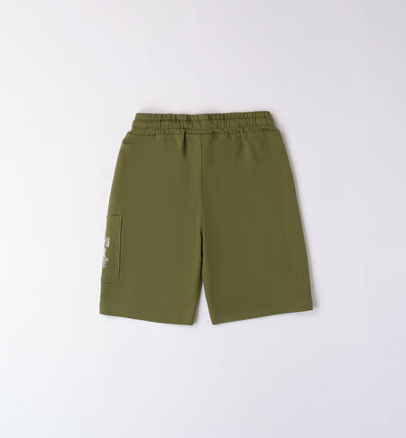 Boys' 100% cotton shorts VERDE MILITARE-5457
