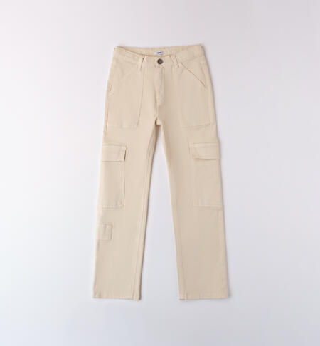 Cargo trousers for boys ECRU-0124