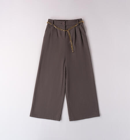 Pants with jewel belt  GRIGIO MELANGE-8993