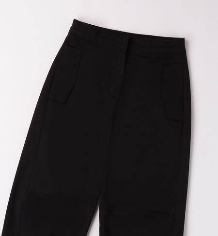 Pantalone con polsino per ragazza NERO-0658