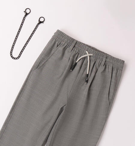 Boys' trousers with a keyring GRIGIO MELANGE-8995