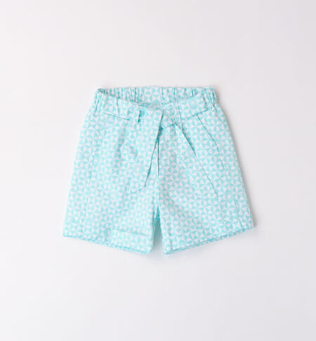 Girls' patterned shorts BIANCO-ACQUA-6AET